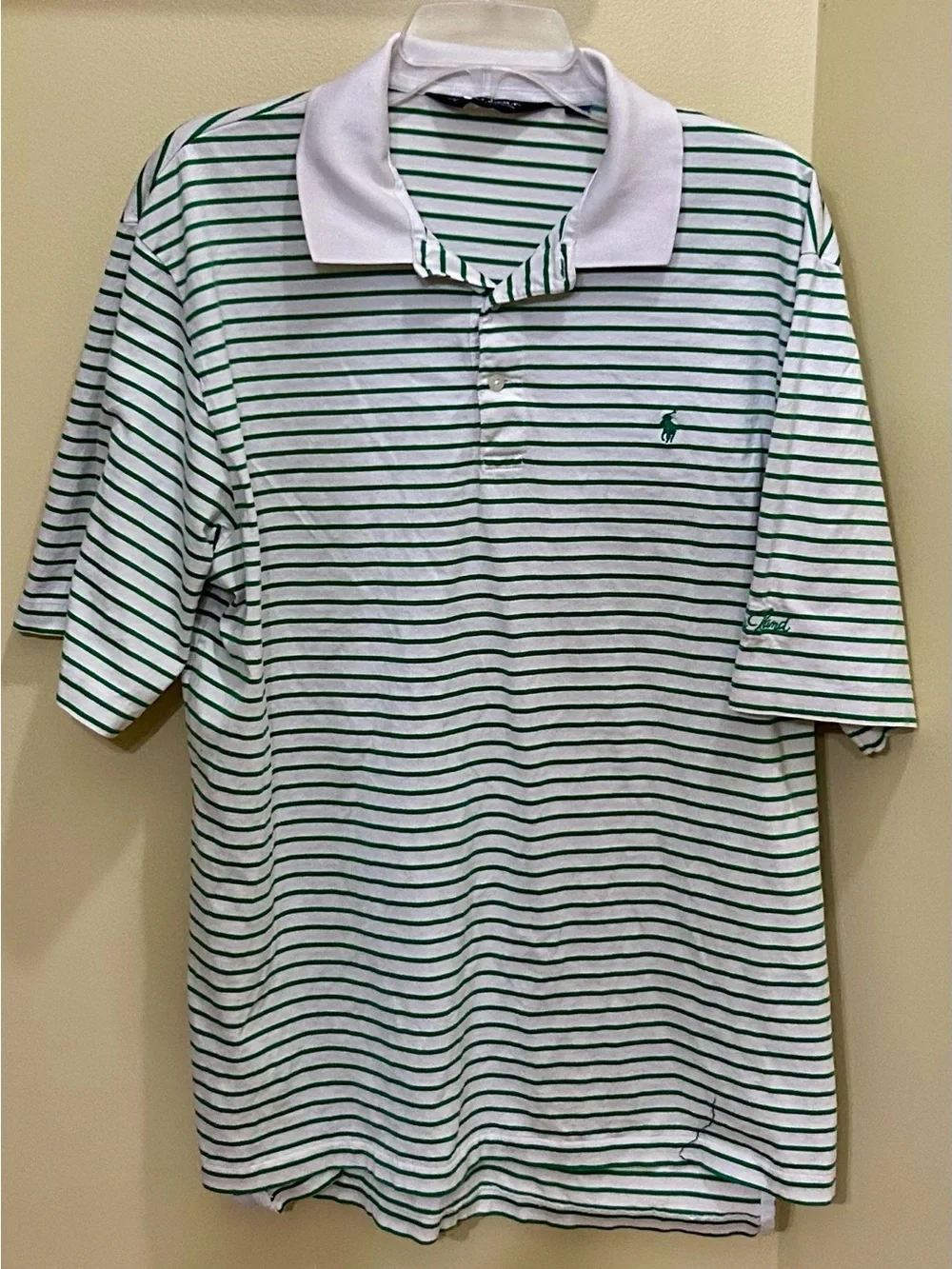 Ralph Lauren White Polo with Green Stripes